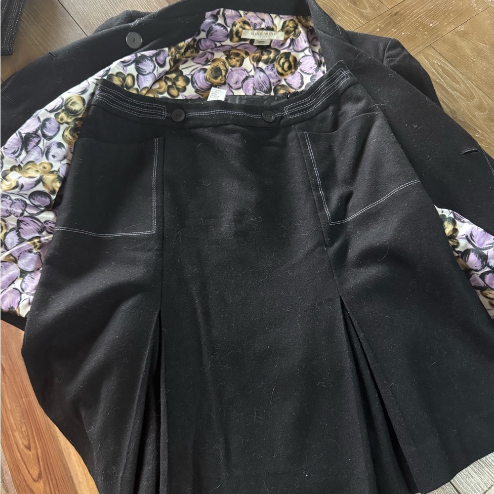 Nine West Black Skirt Set with Purple Floral Accents